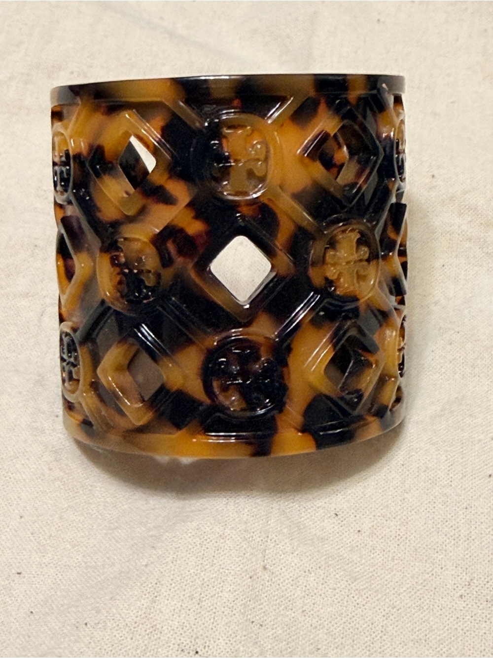 Tory Burch Tortoiseshell Resin Cuff Bracelet - Brown/Black